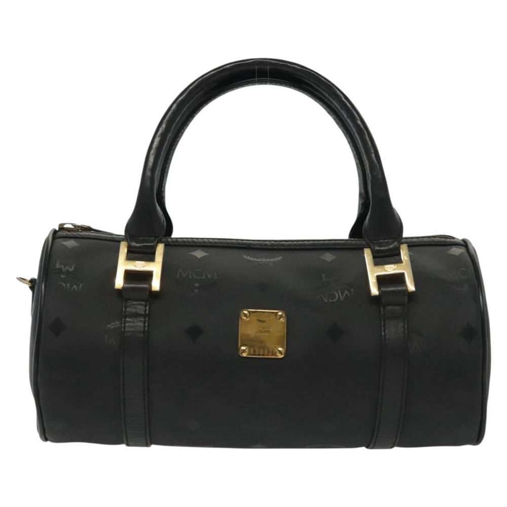 MCM Vicetos Logogram Hand Bag PVC Black Gold Auth bs28959 - Picture 13 of 16